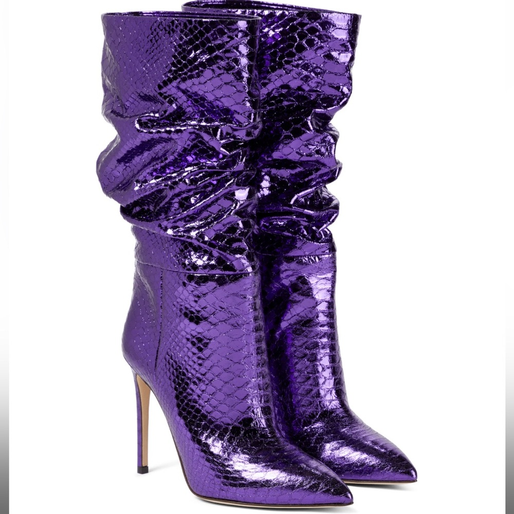 Paris Texas Python-effect Leather Slouch boots PURPLE size 40 - Never Been Worn